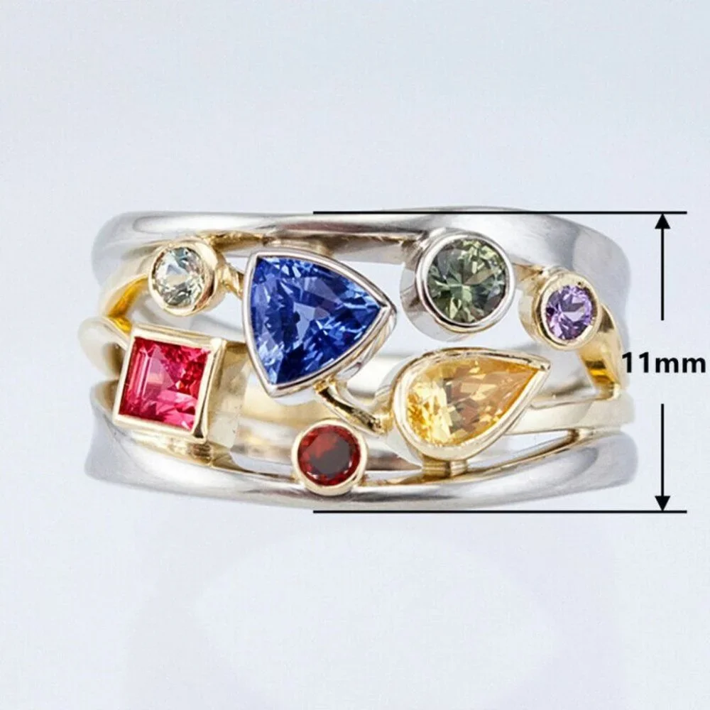 New Beautiful 925 Silver Multi Precious Stone Ring